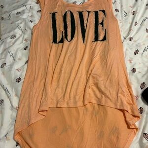 Peach Sleeveless Top with 'LOVE' Print